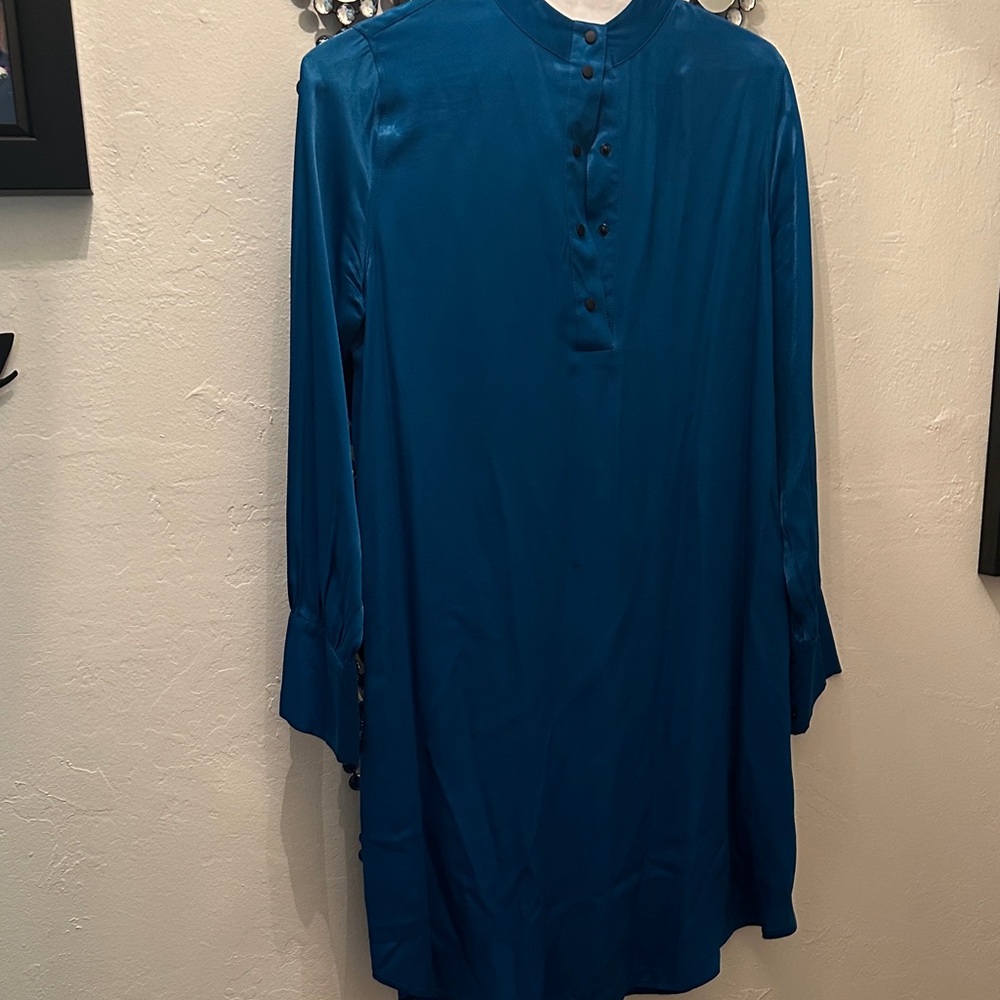Scotch & Soda Elegant Blue Satin Button-Up Dress